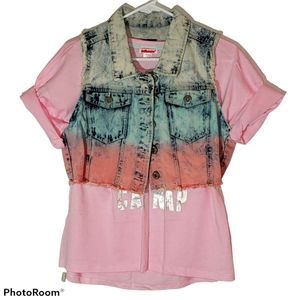 Highway Jean Jr size large vintage short jean vest. 017